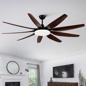 71 in. Integrated LED Indoor/Outdoor Windmill Black Ceiling Fan with Dimmable Light Kit and DC Reversible Motor