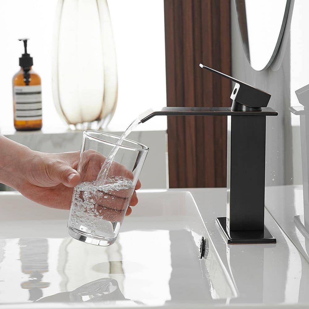 Oil Rubbed Bronze Modern Waterfall Single Hole Bathroom Faucet