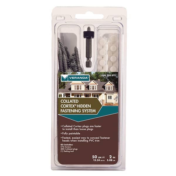 Collated Cortex Hidden Fastening System for Veranda Trim - 2 inch Cortex screws and plugs - Smooth (50 LF)