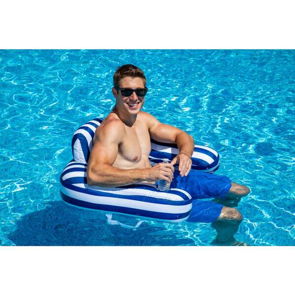 Drift Escape Morgan Dwyer Signature Series Drifter U Seat Pool Float Navy Blue Luxury Fabric Swimming Pool Float Nt6011 Nb The Home Depot