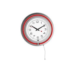 3 in. x 14 in. Red Double Ring Neon Clock