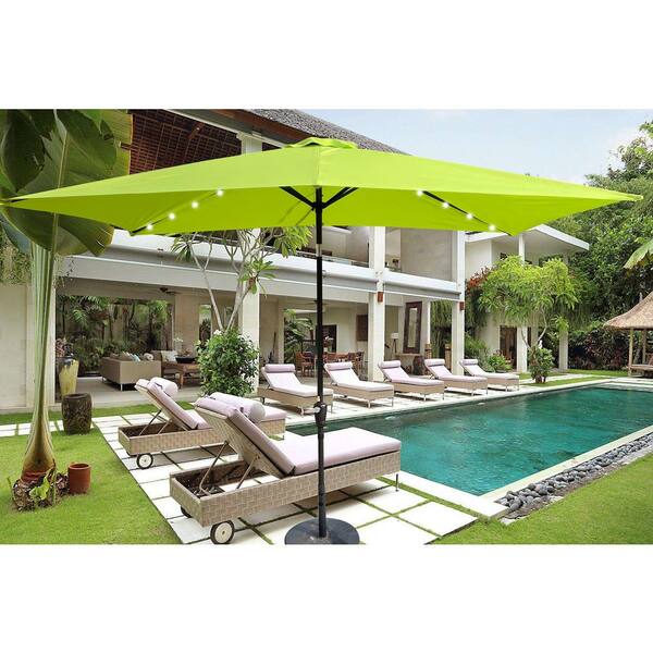 lime green patio umbrella with lights WESTLAKE 9 Ft Solar LED Umbrella, Beige and easy to maintain Garvee 10 ft Solar LED
