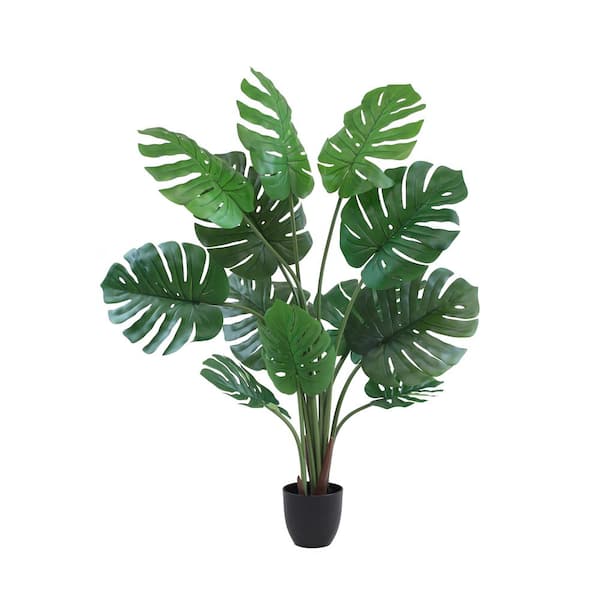 phoenix DECOR The Mod Greenhouse 50 in. Artificial Monstera Tree in 6.5 in. Plastic Pot (12 Leaf)