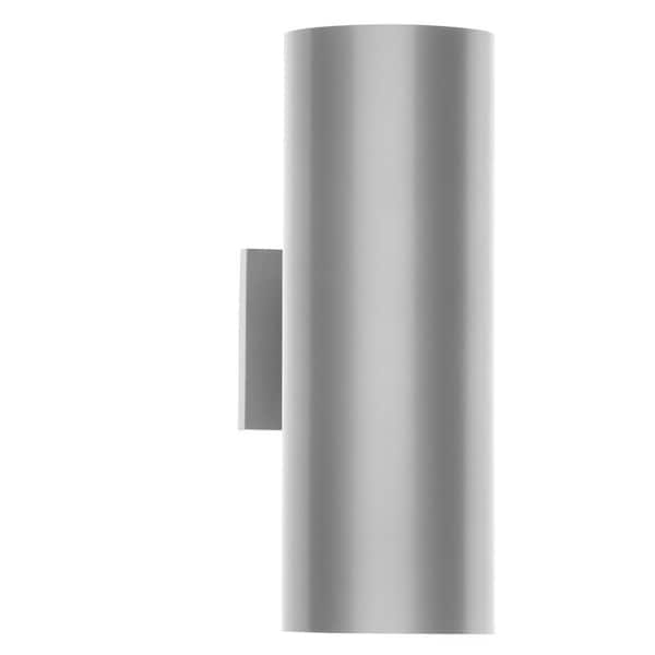 Progress Lighting Cylinder Collection 5" Metallic Gray Modern Outdoor Wall Lantern Cylinder Light Up and Down Light Output