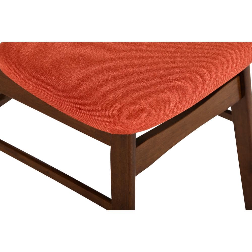 Morocco Walnut Wood Orange Upholstered Side Chair Set