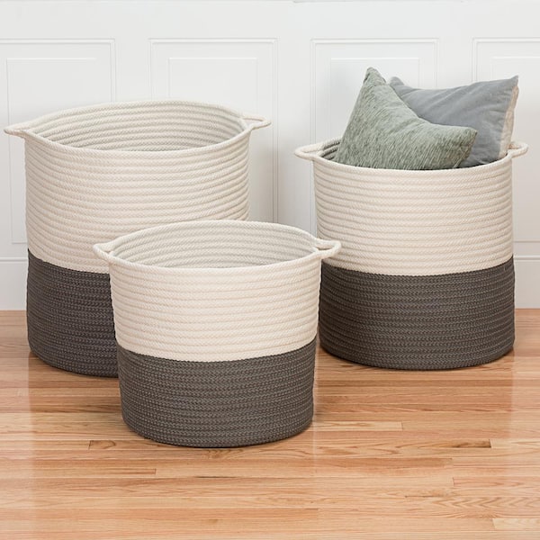 Colonial Mills Craftworks 20 in. x 20 in. x 20 in. Grey Round Polypropylene Braided Basket