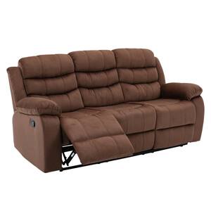 75.59 in. Brown Slope Arm Polyester Straight Reclining Sofas