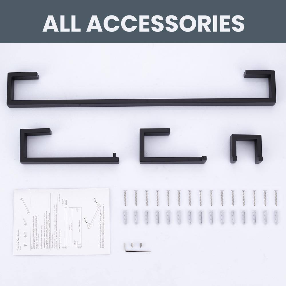 Matte Black 4-Piece Stainless Steel Bathroom Hardware Set