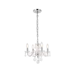 Timeless Home 15 in. L x 15 in. W x 12 in. H 4-Light Chrome with Clear Crystal Contemporary Pendant