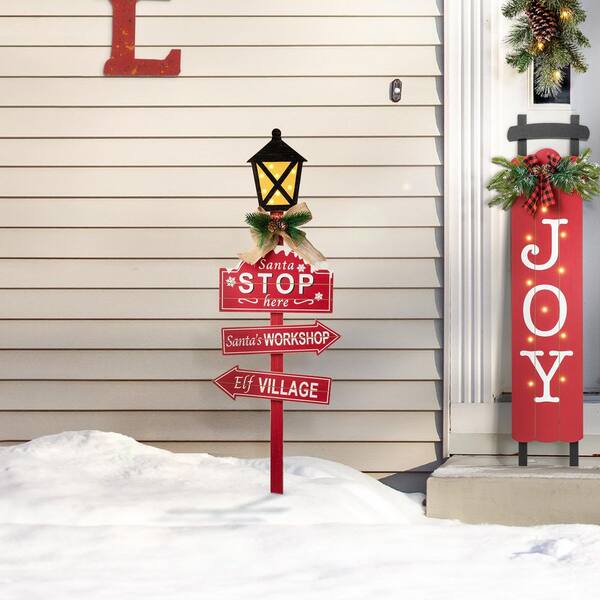 glitzhome h wooden christmas yard stake