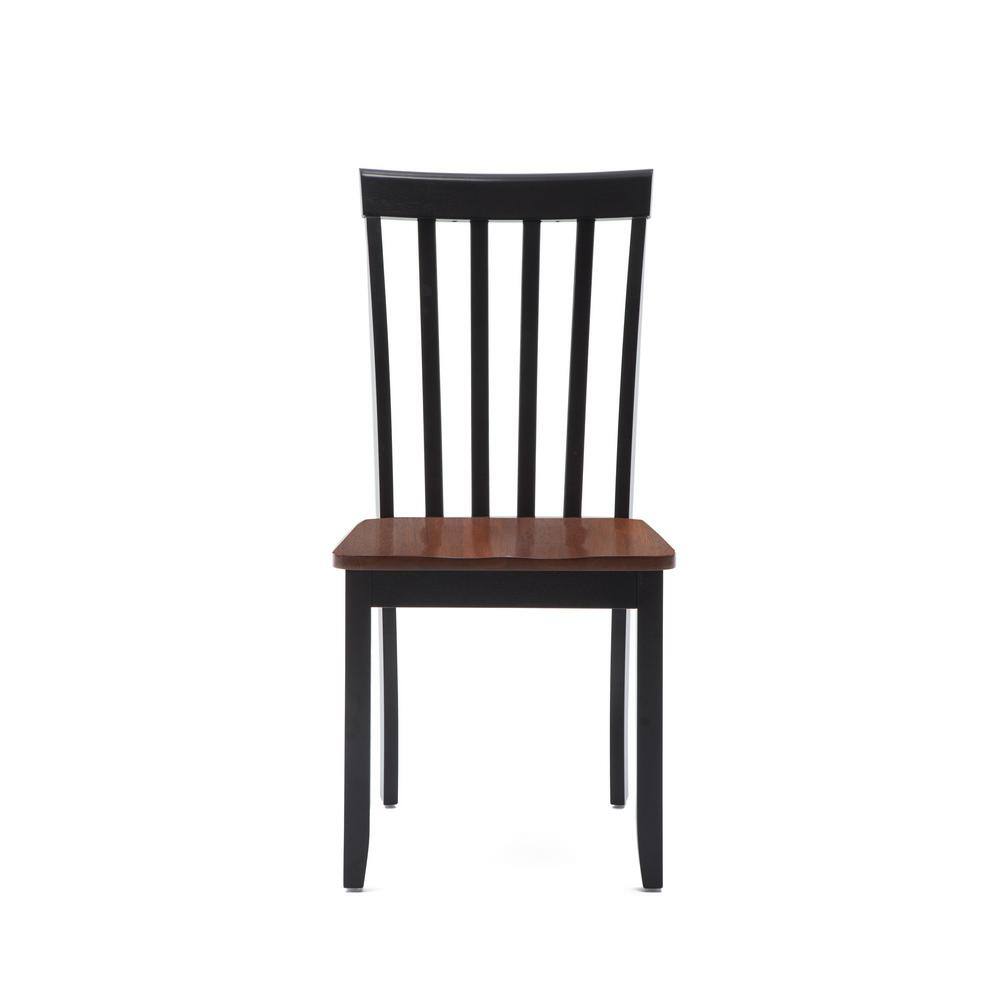 Black and Cherry Wood Transitional Side Chair Set