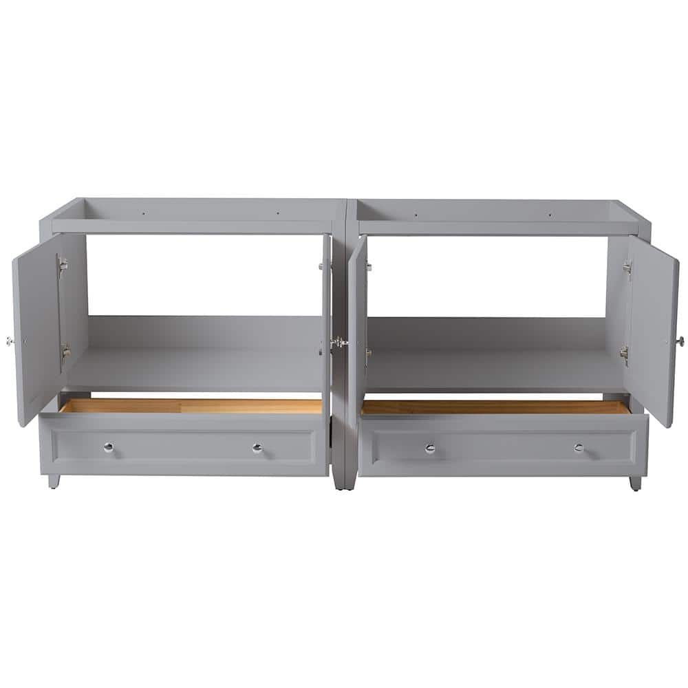 Gray Engineered Wood Freestanding Double Sink Vanity Base
