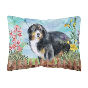 12 in. x 16 in. Multi-Color Outdoor Lumbar Throw Pillow Bernese Mountain Dog Spring