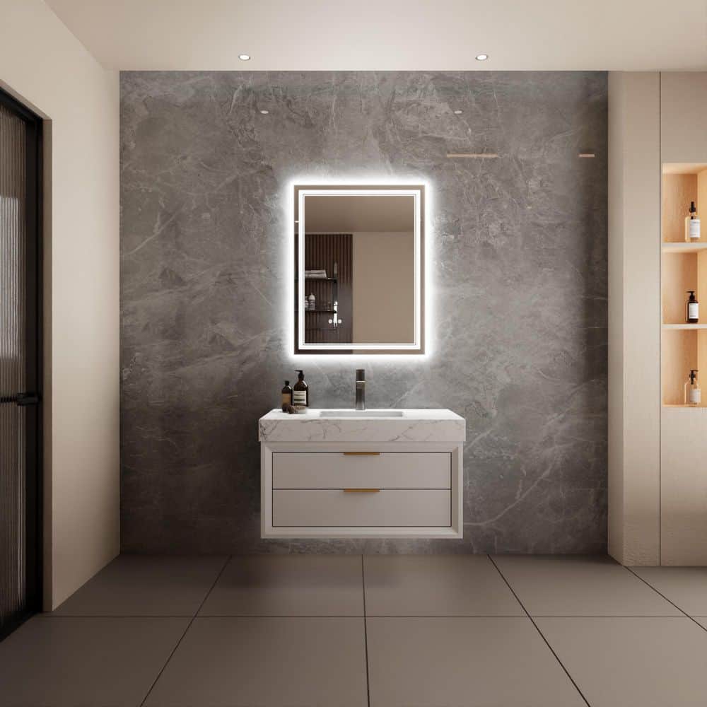 2-8 in. W x 36 in. H Rectangular Frameless Wall Mounted LED Bathroom Vanity