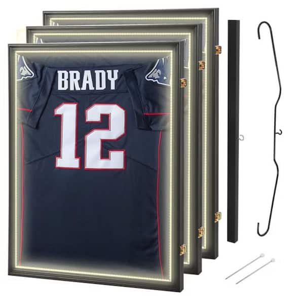 MUKE Black 24 in. x 32 in. Jersey Frame LED Display Case, Acrylic Glass Shadow Box with and Hanger (3-Pack)