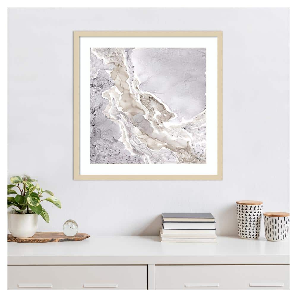 Tara Reed 25" Beige and Gray Abstract Graphic Art Print with Natural Wood Frame
