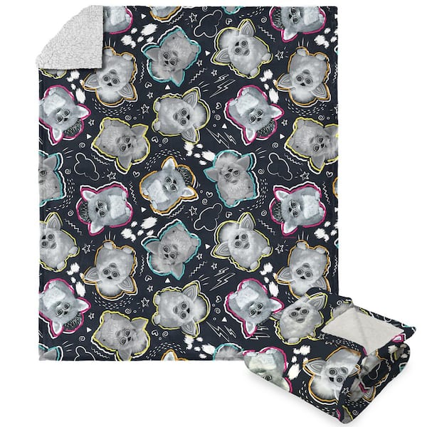 Hasbro Furby Retro Furby Pattern Silk Touch Sherpa Throw Blanket 50 x 60 in.
