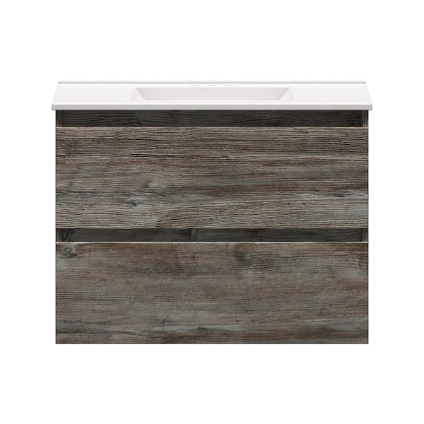 Glacier Bay Sidemere 30 in. W x 18 in. D Vanity in Driftwood Gray with Porcelain Vanity Top in Solid White with White Basin