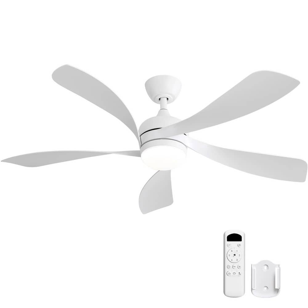 52 in. Indoor/Outdoor White Modern Downrod Standard Ceiling Fan with Light Kit, DC Reversible Motor and Remote Control price history on PriceWatchPro