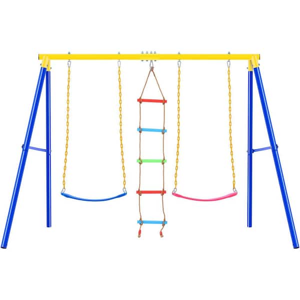 TIRAMISUBEST MSXY296181AAA 3 in 1 Outdoor Swing Set with Climbing Ladder for Kids - 1