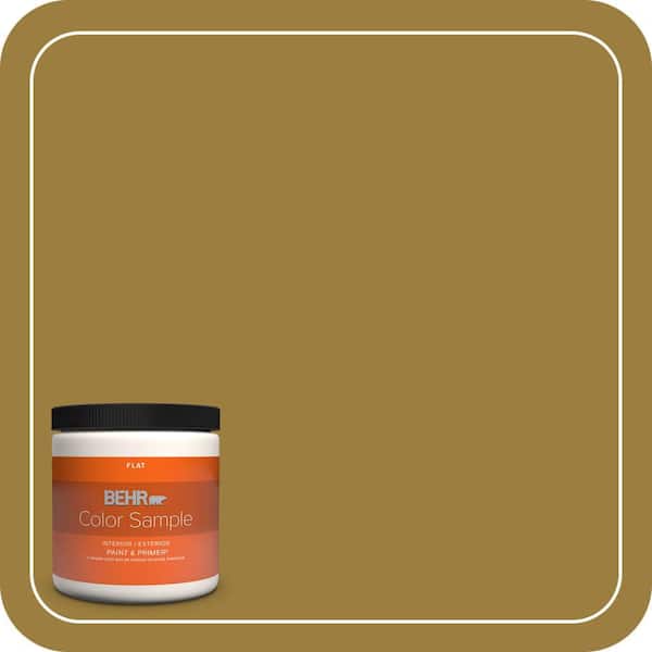 BEHR PREMIUM PLUS 8 oz. #S-H-380 Burnished Bronze Flat Interior/Exterior Paint & Primer Color Sample
