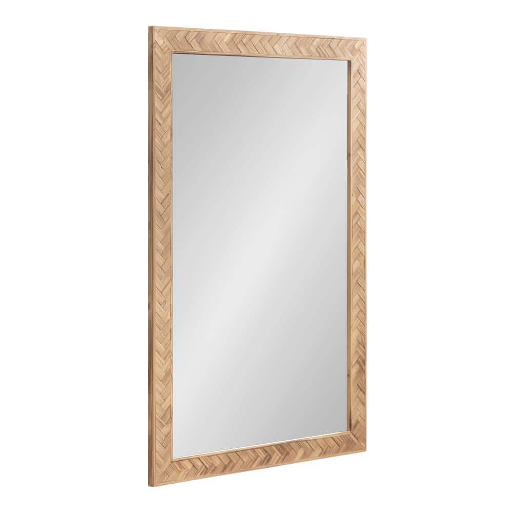 Braywood 24"x36" Rustic Brown Chevron Wood Rectangular Mirror