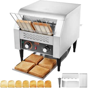 Commercial Conveyor Toaster 300 Slices/Hour Conveyor Belt Toaster Heavy Duty Stainless Steel Toaster Oven Silver