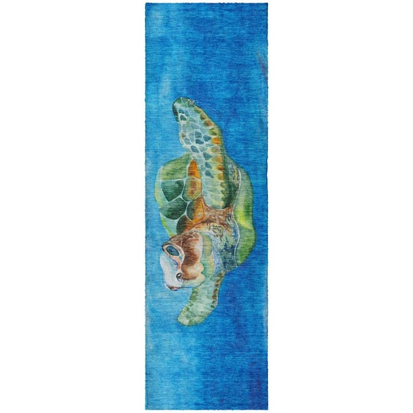 Dream Shag Premium Machine Washable Abstract ADS148 Ocean 2 ft. x 7 ft. Runner Rug