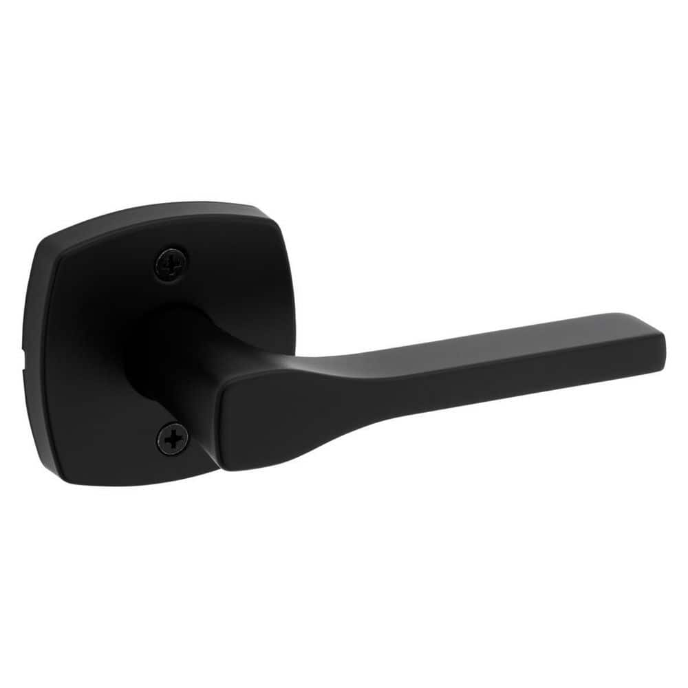 Kwikset Tripoli Matte Black Half Dummy Door Lever with Soft Modern Rose