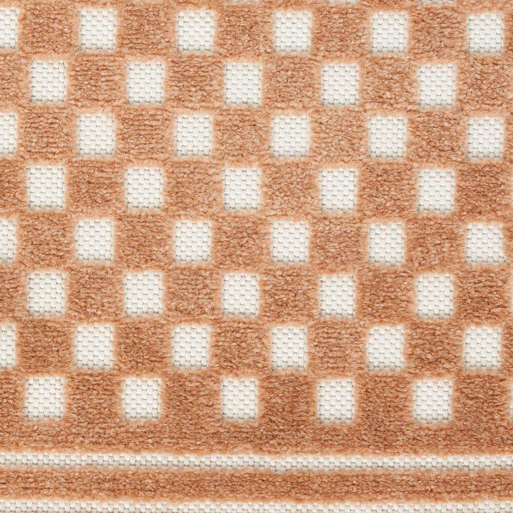 Copper and White Geometric Pattern Runner Rug 2' x 6'