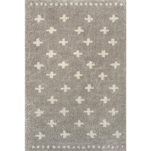 Cristo Berber Geometric Shag Gray/Ivory 4 ft. x 6 ft. Area Rug
