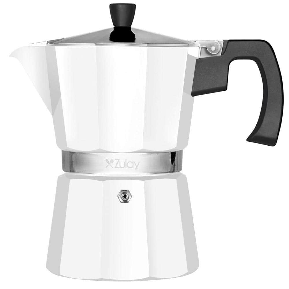 Zulay Kitchen 3-Cup Premium Moka Pot Stovetop Espresso Maker-White