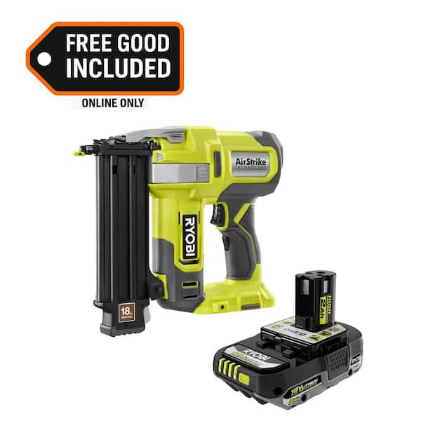ONE+ 18V 18-Gauge Cordless AirStrike Brad Nailer with FREE 2.0 Ah HIGH PERFORMANCE Battery