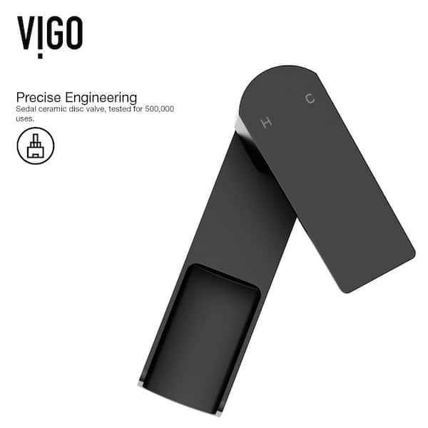 Vigo Amada Single 2024 Hole Vessel Bathroom Vessel Faucet Matte Black VG03026MB