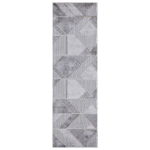 BrightonCollection Madison Gray 2 ft. x 7 ft. Geometric Runner Rug