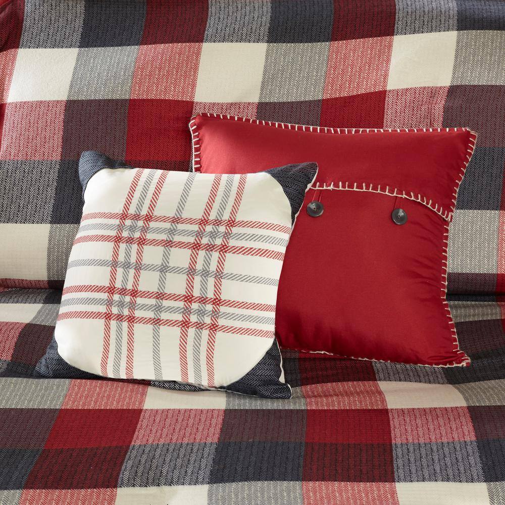 California King Red Microfiber Herringbone Comforter Set