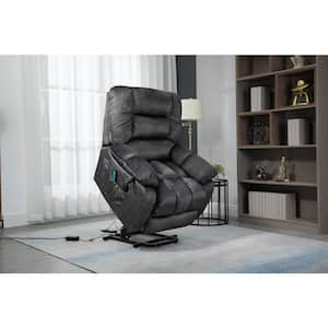 Gray Fabric Recliners Power Lift Remote Control Recliner Chair Reclining