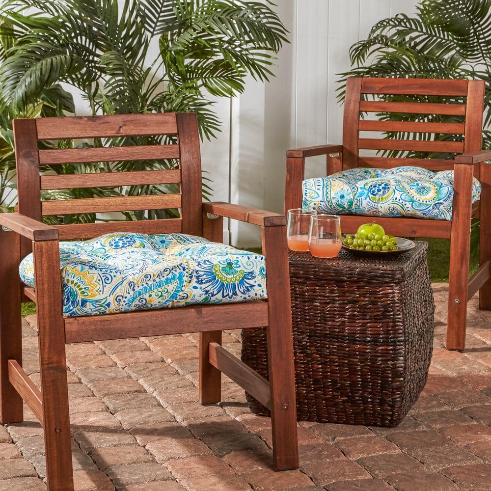 Baltic Paisley Plush Square Outdoor Chair Cushion Pair