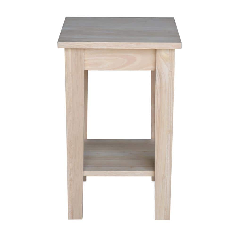 Unfinished Solid Parawood Shaker Plant Stand with Shelf