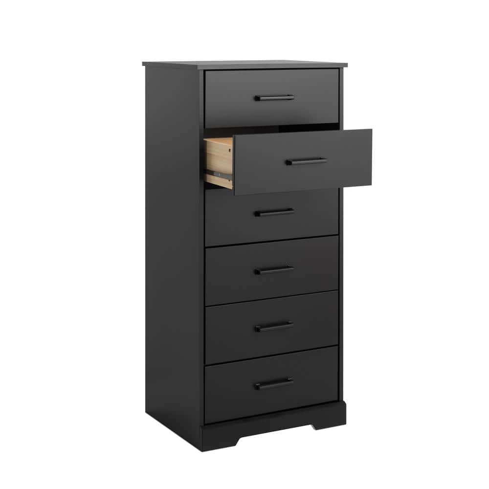 Rustic Black Vertical 6-Drawer Farmhouse Dresser