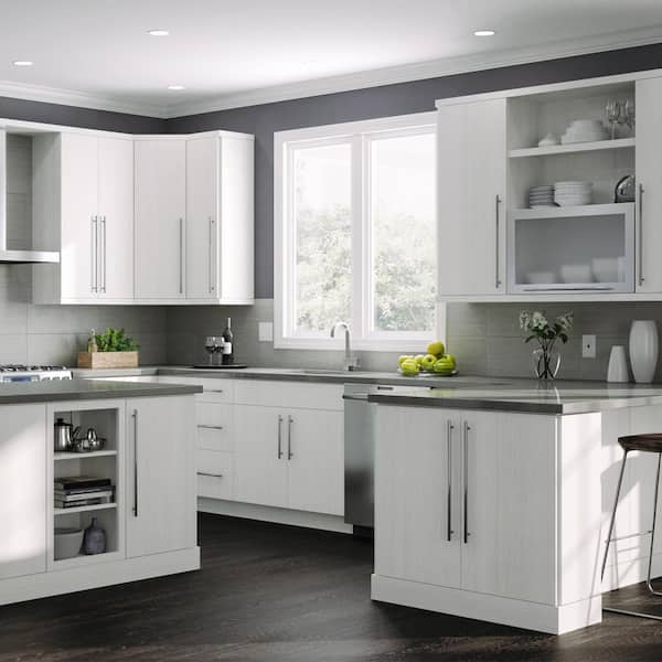 Hampton Bay Designer Series Edgeley, Home Depot White Kitchen Cabinets With Glass Doors