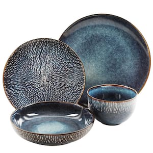 Matisse 16-Piece Contemporary Cobalt Earthenware Dinnerware Set (Service for 4)