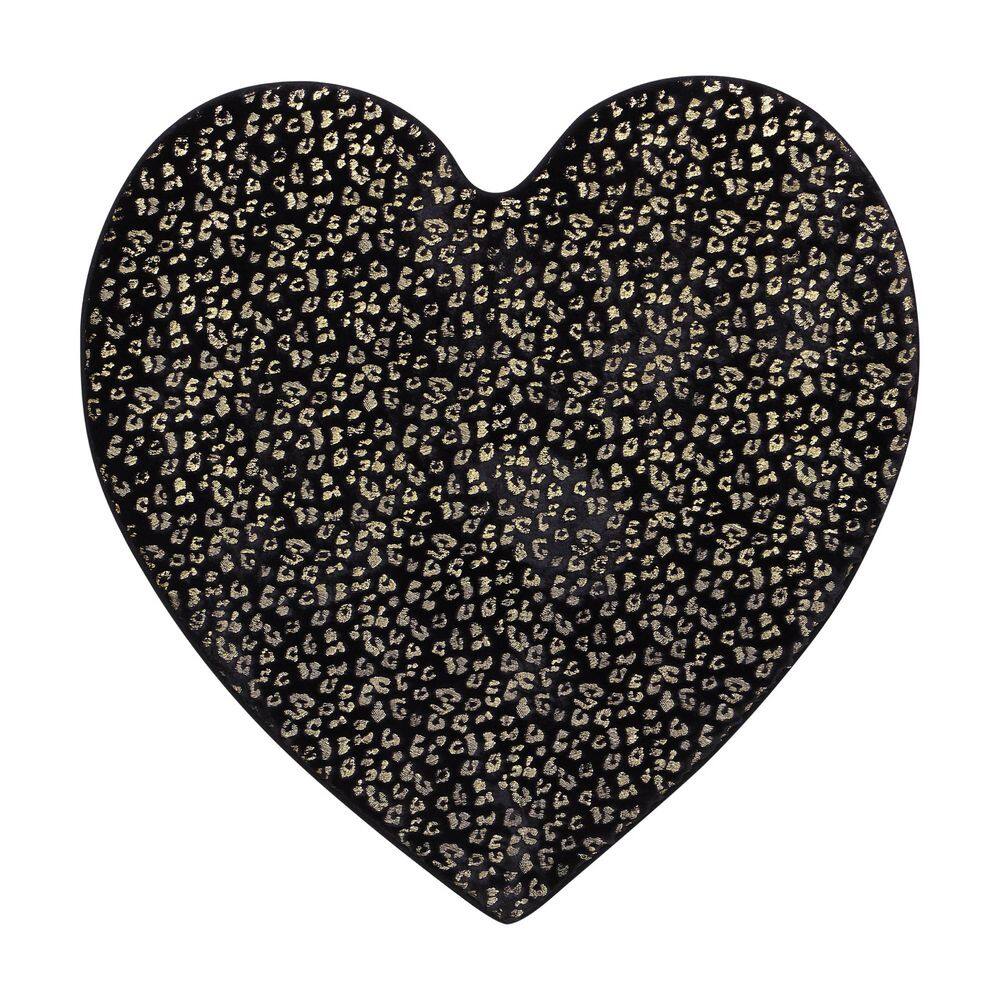 Metallic Leopard 3 ft. x 3 ft. Black Animal Print Heart Area Rug price history on PriceWatchPro