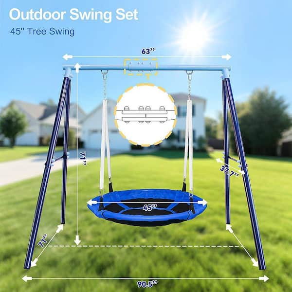 Blue Heavy Duty Saucer Swing Set with 45 in. Round Swing and