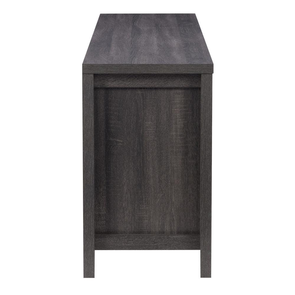 Hollywood Classic Dark Gray Entertainment Bench with Tempered Glass Doors