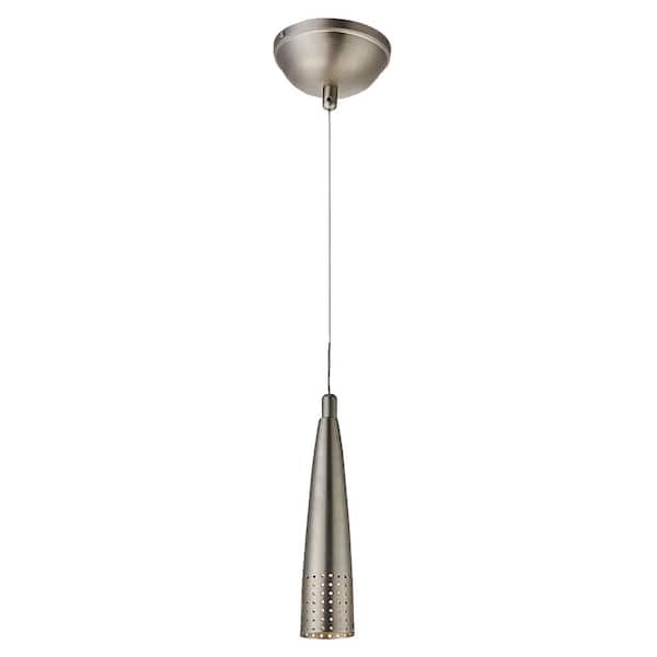 Unbranded 40-Watt 1-Light Brushed Nickel Shaded Integrated LED Mini Pendant Light