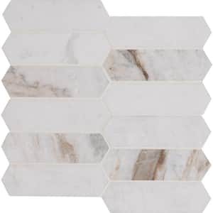 Arabescato Venato White Picket 12 in. x 11.73 in. x 10mm Honed Marble Mosaic Tile (9.8 sq. ft./Case)