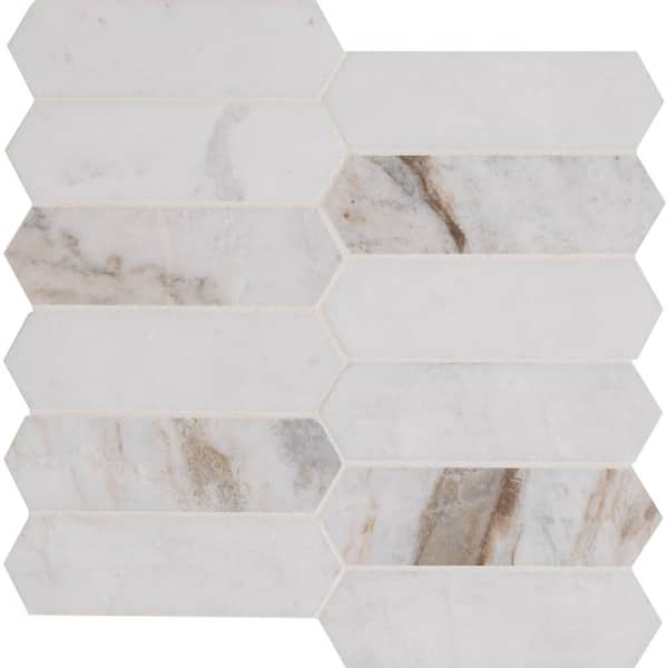 MSI Arabescato Venato White Picket 12 in. x 11.73 in. x 10mm Honed Marble Mosaic Tile (9.8 sq. ft./Case)