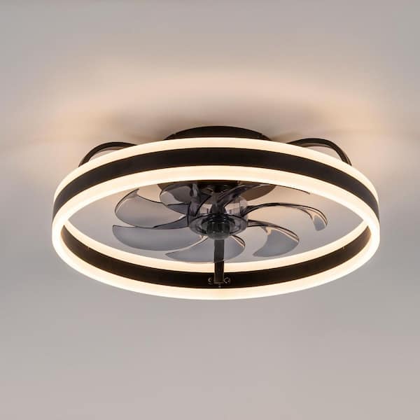 Tracy II 20 in. Integrated LED Indoor Black Small Low Profile Ceiling Fan with Light and Remote Control Included