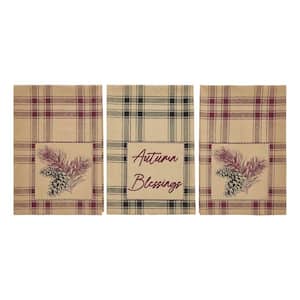 Connell Multicolored Seasonal Plaid Pinecone Muslin Cotton Kitchen Towel Set (Set of 3)
